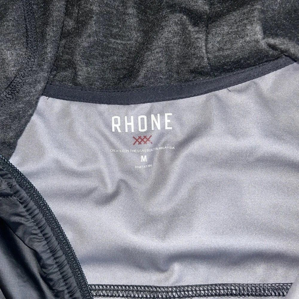 Rhone Tech Terry Full Zip Jacket‎ Mens M Black Commuter Active Hooded Hybrid
